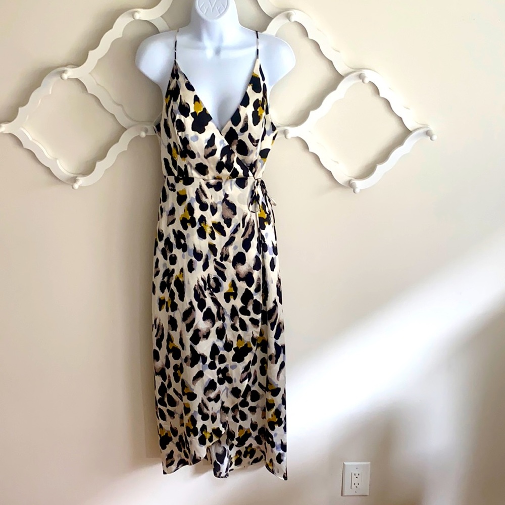 Aqua Faux Wrap Leopard Dress